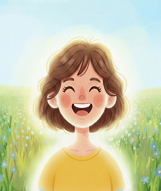 자신을 밝음을 나투는 환하게 웃는 그림